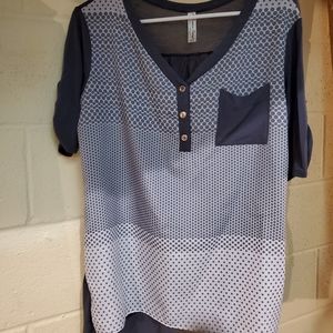 3/4 length sleeve womens gray blouse size large